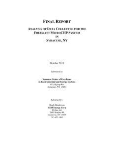 FINAL REPORT ANALYSIS OF DATA COLLECTED FOR THE FREEWATT MICROCHP SYSTEM