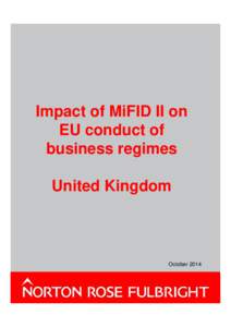 Impact of MiFID II on EU conduct of business regimes United Kingdom  October 2014