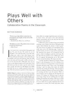 Plays Well with Others Collaborative Poems in the Classroom M AT T H E W B U R G E S S