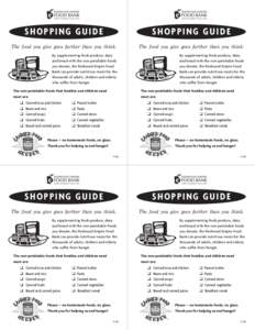 SHOPPING GUIDE  SHOPPING GUIDE The food you give goes further than you think.