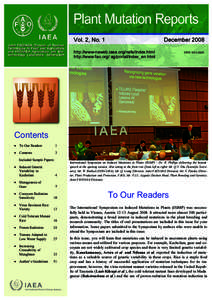 Vol. 2, No. 1  December 2008 http://www-naweb.iaea.org/nafa/index.html http://www.fao.org/ ag/portal/index_en.html