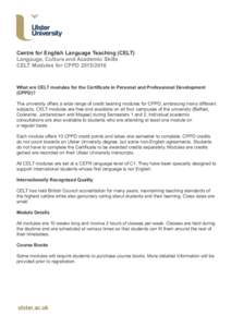 ! ! ! !  Centre for English Language Teaching (CELT)
