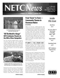 NETCNews  A Quarterly Publication of the New England Theater Conference, Inc.