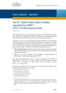 Independent Pricing and Regulatory Tribunal  FACT SHEET - WATER PERFORMANCE  Part A - NSW Public Water Utilities