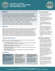 DEPARTMENT OF DEFENSE  SEXUAL ASSAULT PREVENTION AND RESPONSE OFFICE  POLICY