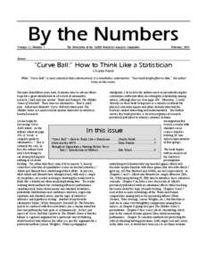 By the Numbers Volume 12, Number 1 The Newsletter of the SABR Statistical Analysis Committee  February, 2002