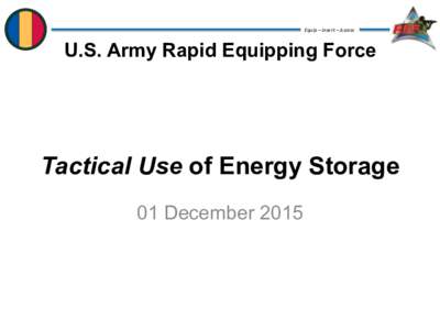 Equip	
  –	
  Insert	
  –	
  Assess	
    U.S. Army Rapid Equipping Force Tactical Use of Energy Storage 01 December 2015