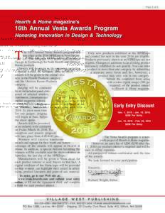 Page 1 of 4  Hearth & Home magazine’s 16th 15th Annual Vesta Awards Program