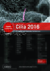 CiliaOctober 2016 | Amsterdam, The Netherlands ORGANIZING COMMITTEE SPEAKERS