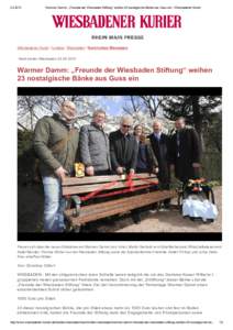 Warmer Damm: „Freunde der Wiesbaden Stiftung“ weihen 23 nostalgische Bänke aus Guss ein ­ Wiesbadener Kurier Wiesbadener Kurier / Lokales / Wiesbaden / Nachrichten Wiesbaden  Nachr