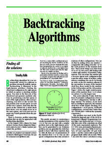Backtracking Algorithms Finding all the solutions Timothy Rolfe