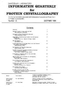DARESBURY LABORATORY  INFORMATION QUARTERLY for PROTEIN CRYSTALLOGRAPHY An Informal Newsletter associated with Collaborative Computational Project No.4