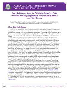 Early Release of Selected Estimates Based on Data From the January–September 2015 National Health Interview Survey)