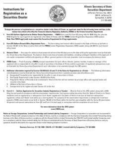 Illinois Secretary of State Securities Department Instructions for Registration as a Securities Dealer