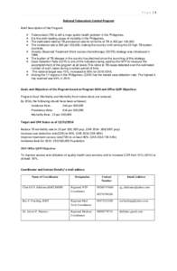 Page |1 National Tuberculosis Control Program Brief Description of the Program   