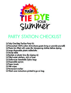 Tie Dye Station Printable Checklist