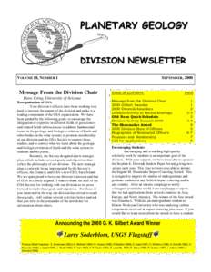 VOLUME 18, NUMBER 1  SEPTEMBER, 2000 Message From the Division Chair Dave Kring, University of Arizona