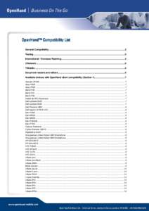 OpenHand™ Compatibility Compatibility List General Compatibility ...................................................................................................................5 Testing ............................