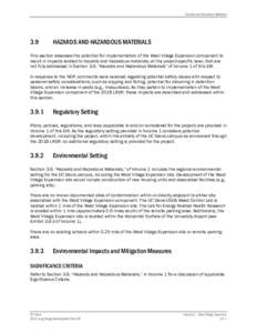 Hazards and Hazardous Materials  3.9 HAZARDS AND HAZARDOUS MATERIALS