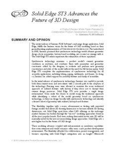 Solid Edge ST3 Advances the Future of 3D Design