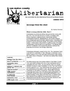 san mateo county  the newsletter for the Libertarian Party of San Mateo County summer 2012 image: Robert Santorelli