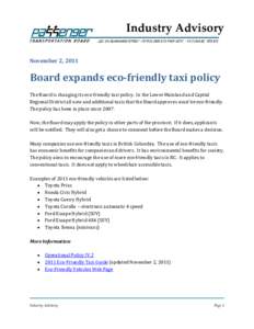 Board expands eco-friendly taxi policy