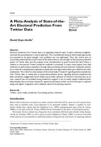 Article  A Meta-Analysis of State-of-theArt Electoral Prediction From Twitter Data  Social Science Computer Review