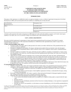 Agreement For Participation In Single Family Housing Guarantee/Insured Loan Programs