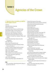 2005 Annual Report of the Office of the Auditor General of Ontario: Exhibit 1: Agencies of the Crown