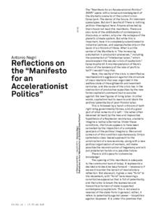 Antonio Negri e-flux journal #53 Ñ march 2014 Ê Antonio Negri Reflections on the ÒManifesto for an Accelerationist PoliticsÓ