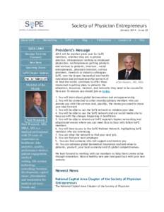 Society of Physician Entrepreneurs JanuaryIssue 28 About SoPE  |
