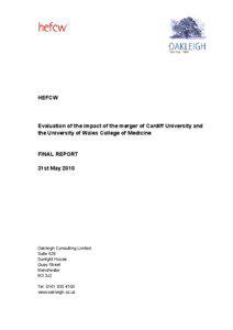 HEFCW  Evaluation of the impact of the merger of Cardiff University and