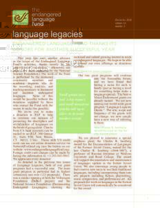 December 2010 volume 14 number 3 language legacies ENDANGERED LANGUAGE FUND THANKS ITS