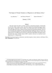 The Impact of Climate Variations on Migration in sub-Saharan Africa ∗ Luca Marchiori † Jean-François Maystadt  ‡