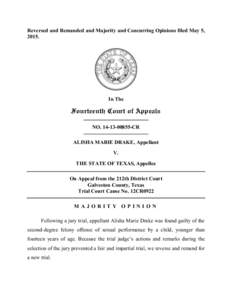 Reversed and Remanded and Majority and Concurring Opinions filed May 5, 2015. In The  Fourteenth Court of Appeals