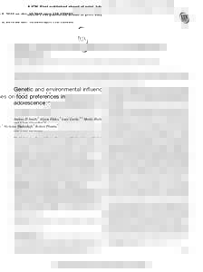 Genetic and environmental influences on food preferences in adolescence12