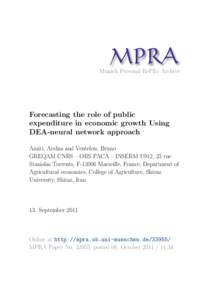 M PRA Munich Personal RePEc Archive Forecasting the role of public expenditure in economic growth Using DEA-neural network approach