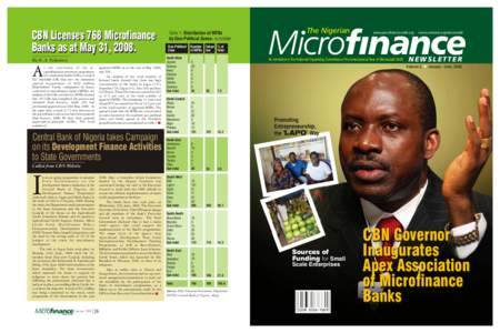 CBN Licenses 768 Microfinance Banks as at May 31, 2008. By O. A. Fabamwo A