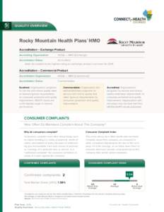 Quality Overview  Rocky Mountain Health Plans® HMO Accreditation – Exchange Product Accrediting Organization: