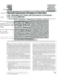 Neurodevelopmental Changes of Fetal Pain Curtis L. Lowery, MD,* Mary P. Hardman, MD,* Nirvana Manning,* R. Whit Hall, MD,† and K. J. S. Anand, MBBS, DPhil‡ Pain in the developing fetus is controversial because of the