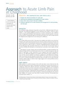 Article  orthopedics Approach to Acute Limb Pain in Childhood