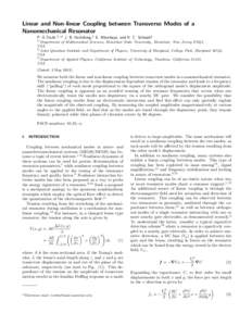 Linear and Non-linear Coupling between Transverse Modes of a Nanomechanical Resonator P. A.Truitt,1, a) J. B. Hertzberg,2 E. Altunkaya, and K. C. Schwab3 1)  Department of Mathematical Sciences, Montclair State Universit