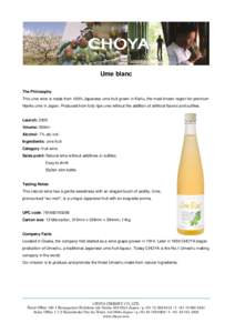 Food and drink / Choya Umeshu / Umeshu / Choya / Ume / Japanese wine / Sulfite / Fruit wine