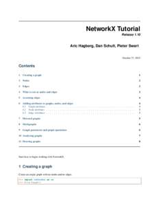 NetworkX Tutorial Release 1.10 Aric Hagberg, Dan Schult, Pieter Swart October 27, 2015