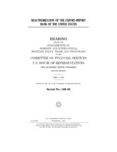 REAUTHORIZATION OF THE EXPORT–IMPORT BANK OF THE UNITED STATES HEARING BEFORE THE