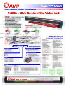 HDTV Standard Size Video Jackfield  3.0GHz - Gb/s Standard Size Video Jack Featuring: • SuperHD+ 3.0GHz standard size jacks • Jacks exceed SMPTE 424M-2006