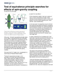 Test of equivalence principle searches for effects of spin-gravity coupling