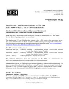 Dimethenamid degradates ESA and OXA information sheet  Minnesota Department of Health  June 2013