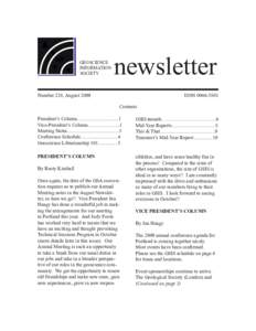 GEOSCIENCE INFORMATION SOCIETY newsletter ISSN