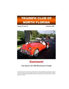 TRIUMPH CLUB OF NORTH FLORIDA Volume 19, Issue 11 November 2007